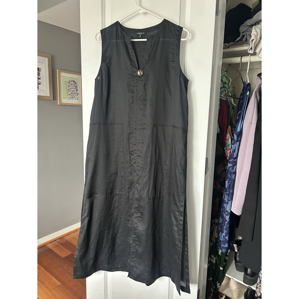 Lafayette 148 Sleeveless Tunic Black Dress Top Size Small Side And Front Slits